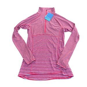 Columbia Layer First II Stripe 1/2 Zip Pullover Grey / Pink Women's Small (S)